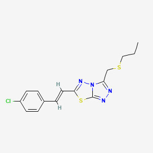 molecular formula C15H15ClN4S2 B13354573 {6-[2-(4-Chlorophenyl)vinyl][1,2,4]triazolo[3,4-b][1,3,4]thiadiazol-3-yl}methyl propyl sulfide 