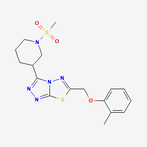 molecular formula C17H21N5O3S2 B13354605 2-Methylphenyl {3-[1-(methylsulfonyl)-3-piperidinyl][1,2,4]triazolo[3,4-b][1,3,4]thiadiazol-6-yl}methyl ether 