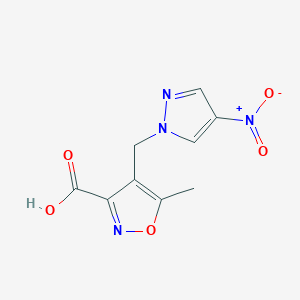 molecular formula C9H8N4O5 B1335470 5-甲基-4-[(4-硝基-1H-吡唑-1-基)甲基]异噁唑-3-羧酸 CAS No. 956758-72-8