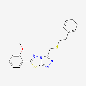 molecular formula C19H18N4OS2 B13354749 6-(2-Methoxyphenyl)-3-{[(2-phenylethyl)sulfanyl]methyl}[1,2,4]triazolo[3,4-b][1,3,4]thiadiazole 