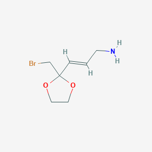 molecular formula C7H12BrNO2 B13354771 3-(2-(Bromomethyl)-1,3-dioxolan-2-yl)prop-2-en-1-amine 