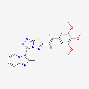 molecular formula C22H20N6O3S B13354778 2-methyl-3-{6-[(E)-2-(3,4,5-trimethoxyphenyl)ethenyl][1,2,4]triazolo[3,4-b][1,3,4]thiadiazol-3-yl}imidazo[1,2-a]pyridine 