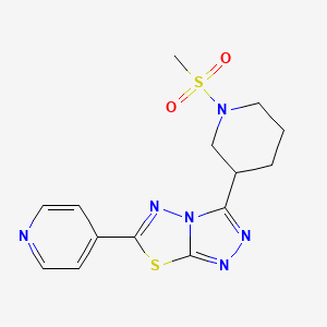 molecular formula C14H16N6O2S2 B13354804 3-[1-(Methylsulfonyl)-3-piperidinyl]-6-(4-pyridinyl)[1,2,4]triazolo[3,4-b][1,3,4]thiadiazole 