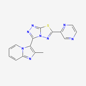 molecular formula C15H10N8S B13354856 2-Methyl-3-[6-(2-pyrazinyl)[1,2,4]triazolo[3,4-b][1,3,4]thiadiazol-3-yl]imidazo[1,2-a]pyridine 