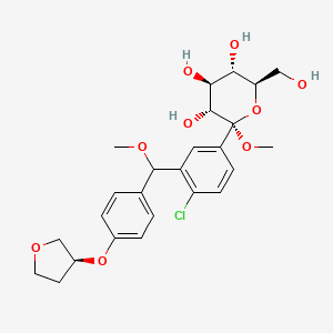 (2S,3R,4S,5S,6R)-2-(4-Chloro-3-(methoxy(4-(((S)-tetrahydrofuran-3-yl)oxy)phenyl)methyl)phenyl)-6-(hydroxymethyl)-2-methoxytetrahydro-2H-pyran-3,4,5-triol