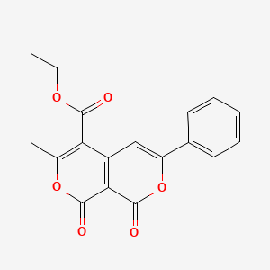 molecular formula C18H14O6 B13354878 ethyl 3-methyl-1,8-dioxo-6-phenyl-1H,8H-pyrano[3,4-c]pyran-4-carboxylate 