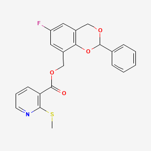 (6-Fluoro-2-phenyl-4H-benzo[d][1,3]dioxin-8-yl)methyl 2-(methylthio)nicotinate