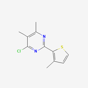 molecular formula C11H11ClN2S B13354959 4-Chloro-5,6-dimethyl-2-(3-methylthiophen-2-yl)pyrimidine 