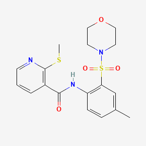 molecular formula C18H21N3O4S2 B13354993 N-(4-Methyl-2-(morpholinosulfonyl)phenyl)-2-(methylthio)nicotinamide 