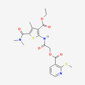 {[5-(Dimethylcarbamoyl)-3-(ethoxycarbonyl)-4-methylthiophen-2-yl]carbamoyl}methyl 2-(methylsulfanyl)pyridine-3-carboxylate