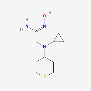 molecular formula C10H19N3OS B13355047 2-(Cyclopropyl(tetrahydro-2H-thiopyran-4-yl)amino)-N'-hydroxyacetimidamide 