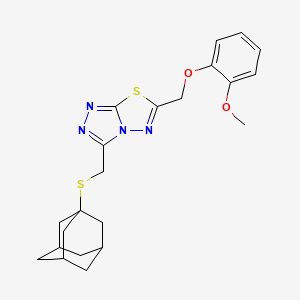 molecular formula C22H26N4O2S2 B13355049 3-[(1-Adamantylsulfanyl)methyl]-6-[(2-methoxyphenoxy)methyl][1,2,4]triazolo[3,4-b][1,3,4]thiadiazole 