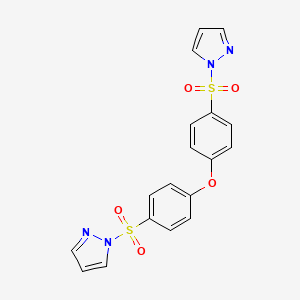 molecular formula C18H14N4O5S2 B13355072 1-({4-[4-(1H-pyrazol-1-ylsulfonyl)phenoxy]phenyl}sulfonyl)-1H-pyrazole 