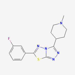 molecular formula C15H16FN5S B13355180 6-(3-Fluorophenyl)-3-(1-methyl-4-piperidinyl)[1,2,4]triazolo[3,4-b][1,3,4]thiadiazole 