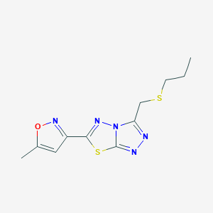 molecular formula C11H13N5OS2 B13355187 [6-(5-Methyl-3-isoxazolyl)[1,2,4]triazolo[3,4-b][1,3,4]thiadiazol-3-yl]methyl propyl sulfide 