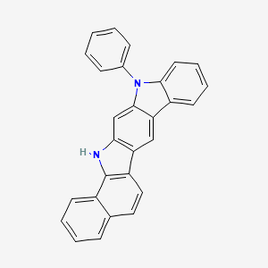 molecular formula C28H18N2 B13355315 12-Phenyl-12,14-dihydrobenzo[a]indolo[3,2-h]carbazole 