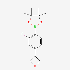 molecular formula C15H20BFO3 B13355322 2-(2-Fluoro-4-(oxetan-3-yl)phenyl)-4,4,5,5-tetramethyl-1,3,2-dioxaborolane 