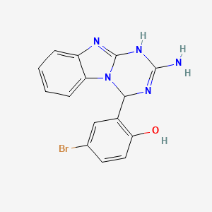 molecular formula C15H12BrN5O B13355358 2-(2-Amino-3,4-dihydro[1,3,5]triazino[1,2-a]benzimidazol-4-yl)-4-bromophenol 