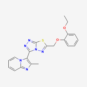 molecular formula C20H18N6O2S B13355396 3-{6-[(2-Ethoxyphenoxy)methyl][1,2,4]triazolo[3,4-b][1,3,4]thiadiazol-3-yl}-2-methylimidazo[1,2-a]pyridine 