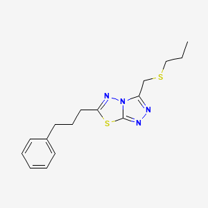 molecular formula C16H20N4S2 B13355454 6-(3-Phenylpropyl)-3-[(propylsulfanyl)methyl][1,2,4]triazolo[3,4-b][1,3,4]thiadiazole 