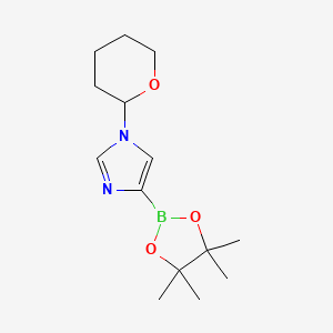 molecular formula C14H23BN2O3 B13355546 1-(Tetrahydro-2H-pyran-2-yl)-4-(4,4,5,5-tetramethyl-1,3,2-dioxaborolan-2-yl)-1H-imidazole 