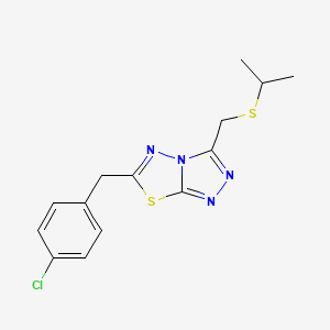 molecular formula C14H15ClN4S2 B13355563 6-(4-Chlorobenzyl)-3-[(isopropylsulfanyl)methyl][1,2,4]triazolo[3,4-b][1,3,4]thiadiazole 