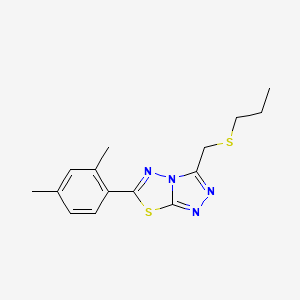 molecular formula C15H18N4S2 B13355584 6-(2,4-Dimethylphenyl)-3-[(propylsulfanyl)methyl][1,2,4]triazolo[3,4-b][1,3,4]thiadiazole 