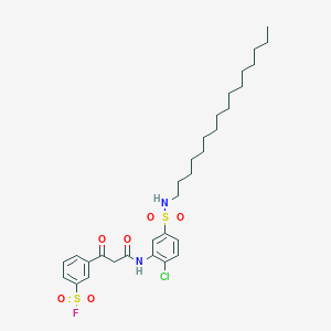 molecular formula C31H44ClFN2O6S2 B13355603 3-(3-((2-Chloro-5-(N-hexadecylsulfamoyl)phenyl)amino)-3-oxopropanoyl)benzene-1-sulfonyl fluoride 