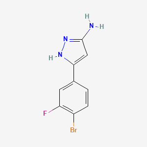 molecular formula C9H7BrFN3 B13355688 5-(4-bromo-3-fluorophenyl)-1H-pyrazol-3-amine 