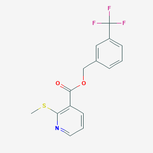 molecular formula C15H12F3NO2S B13355707 3-(Trifluoromethyl)benzyl 2-(methylthio)nicotinate 