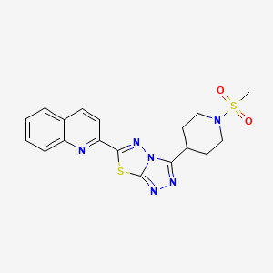 molecular formula C18H18N6O2S2 B13355732 2-{3-[1-(Methylsulfonyl)-4-piperidinyl][1,2,4]triazolo[3,4-b][1,3,4]thiadiazol-6-yl}quinoline 