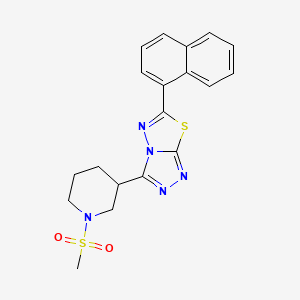 molecular formula C19H19N5O2S2 B13355763 3-[1-(Methylsulfonyl)-3-piperidinyl]-6-(1-naphthyl)[1,2,4]triazolo[3,4-b][1,3,4]thiadiazole 