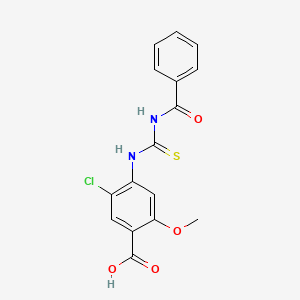 molecular formula C16H13ClN2O4S B13355771 5-Chloro-2-methoxy-4-{[(phenylcarbonyl)carbamothioyl]amino}benzoic acid 