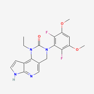 molecular formula C19H18F2N4O3 B13355828 11-(2,6-difluoro-3,5-dimethoxyphenyl)-13-ethyl-5,7,11,13-tetrazatricyclo[7.4.0.02,6]trideca-1,3,6,8-tetraen-12-one 