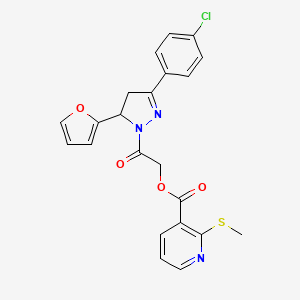 2-(3-(4-Chlorophenyl)-5-(furan-2-yl)-4,5-dihydro-1H-pyrazol-1-yl)-2-oxoethyl 2-(methylthio)nicotinate