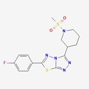 molecular formula C15H16FN5O2S2 B13355916 6-(4-Fluorophenyl)-3-[1-(methylsulfonyl)-3-piperidinyl][1,2,4]triazolo[3,4-b][1,3,4]thiadiazole 