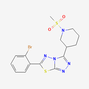 molecular formula C15H16BrN5O2S2 B13355960 6-(2-Bromophenyl)-3-[1-(methylsulfonyl)-3-piperidinyl][1,2,4]triazolo[3,4-b][1,3,4]thiadiazole 