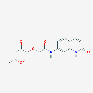 N-(2-hydroxy-4-methylquinolin-7-yl)-2-[(6-methyl-4-oxo-4H-pyran-3-yl)oxy]acetamide