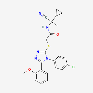 molecular formula C23H22ClN5O2S B13355992 2-((4-(4-Chlorophenyl)-5-(2-methoxyphenyl)-4H-1,2,4-triazol-3-yl)thio)-N-(1-cyano-1-cyclopropylethyl)acetamide 