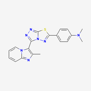 molecular formula C19H17N7S B13356018 N,N-dimethyl-4-[3-(2-methylimidazo[1,2-a]pyridin-3-yl)[1,2,4]triazolo[3,4-b][1,3,4]thiadiazol-6-yl]aniline 