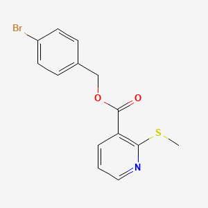 molecular formula C14H12BrNO2S B13356127 4-Bromobenzyl 2-(methylthio)nicotinate 