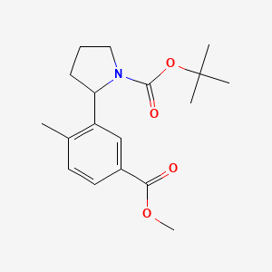 molecular formula C18H25NO4 B13356182 tert-Butyl 2-(5-(methoxycarbonyl)-2-methylphenyl)pyrrolidine-1-carboxylate 