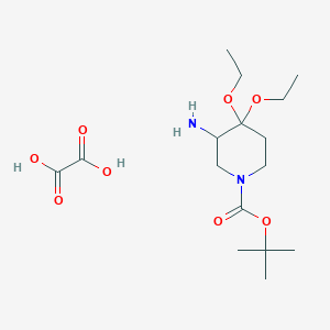 molecular formula C16H30N2O8 B13356215 3-Amino-4,4-diethoxypiperidine-1-carboxylic acid tert-butyl ester oxalate 