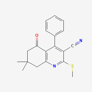 molecular formula C19H18N2OS B13356280 7,7-Dimethyl-2-(methylsulfanyl)-5-oxo-4-phenyl-5,6,7,8-tetrahydroquinoline-3-carbonitrile 