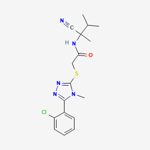 molecular formula C17H20ClN5OS B13356315 2-{[5-(2-chlorophenyl)-4-methyl-4H-1,2,4-triazol-3-yl]sulfanyl}-N-(1-cyano-1,2-dimethylpropyl)acetamide 