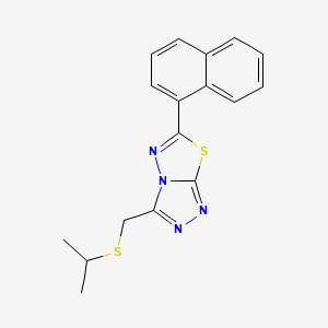 molecular formula C17H16N4S2 B13356346 Isopropyl [6-(1-naphthyl)[1,2,4]triazolo[3,4-b][1,3,4]thiadiazol-3-yl]methyl sulfide 