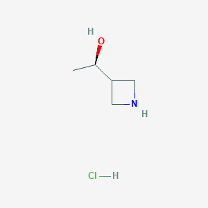 molecular formula C5H12ClNO B13356404 (R)-1-(Azetidin-3-yl)ethanol hydrochloride 