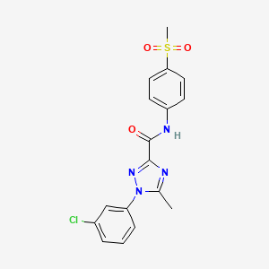 molecular formula C17H15ClN4O3S B13356424 1-(3-chlorophenyl)-5-methyl-N-[4-(methylsulfonyl)phenyl]-1H-1,2,4-triazole-3-carboxamide 