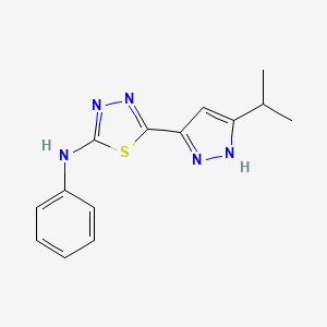 N-phenyl-5-[3-(propan-2-yl)-1H-pyrazol-5-yl]-1,3,4-thiadiazol-2-amine