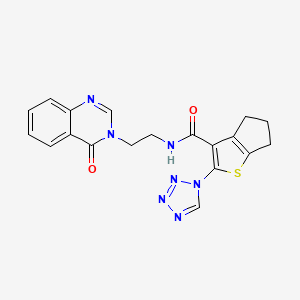 molecular formula C19H17N7O2S B13356495 N-[2-(4-oxo-3(4H)-quinazolinyl)ethyl]-2-(1H-tetraazol-1-yl)-5,6-dihydro-4H-cyclopenta[b]thiophene-3-carboxamide 